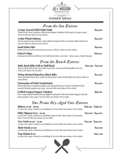 Jd's mission steakhouse menu. Things To Know About Jd's mission steakhouse menu. 